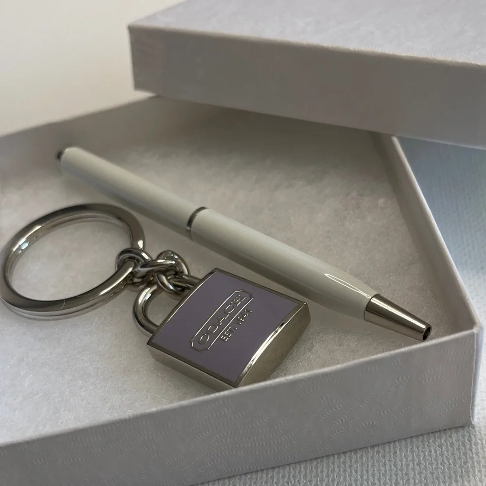 Coach Lavender and Silver Keychain with White Coach Pen - Picture 6 of 6